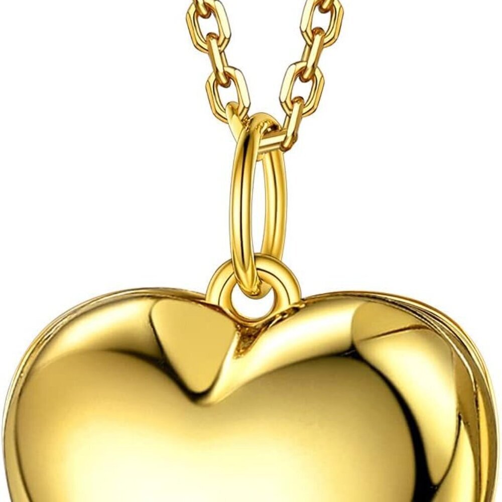 Sterling Silver Heart Locket Necklace for Women, Dainty Cute Small Heart Locket